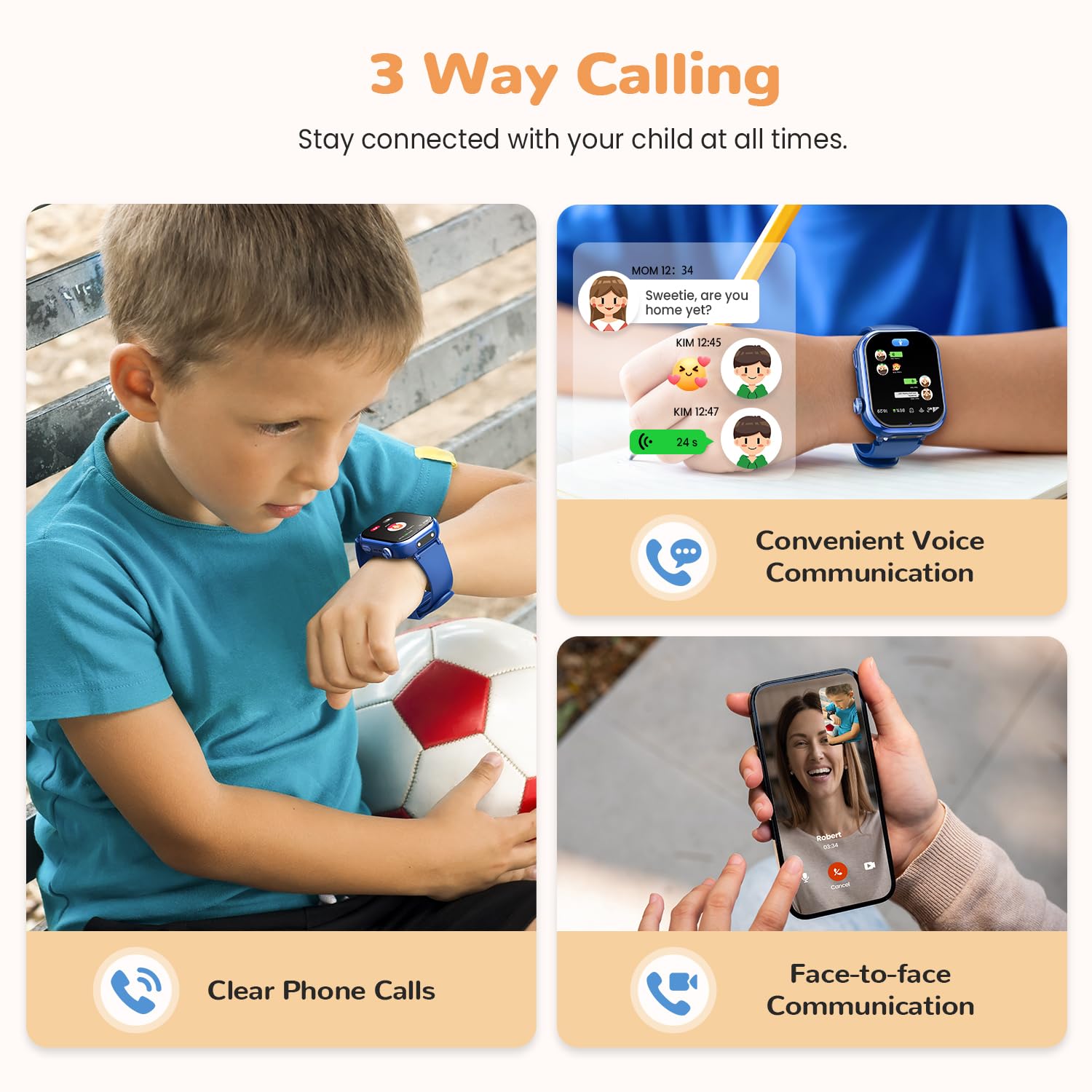 RUXINGX 4G Reloj Inteligente Niño, IP68 Impermeable Smartwatch Niños con GPS y Llamadas, Videollamada, Chat de Voz, SOS, Azul