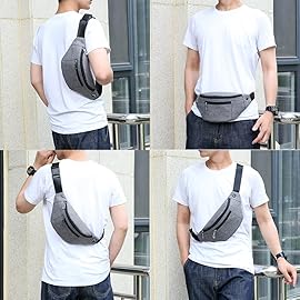 Fanny Pack for Men & Women, Fashion Waterproof Waist Packs with Adjustable Belt, Casual Bag Bum Bags for Travel Sports Running. (2-Grey)