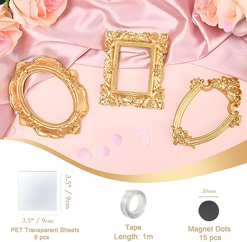 Miniatura 3 de Mini marcos dorados Mini marco Marcos de fotos pequeños Marcos de fotos magnéticos para refrigerador Marcos de fotos vintage Marcos de fotos vintage