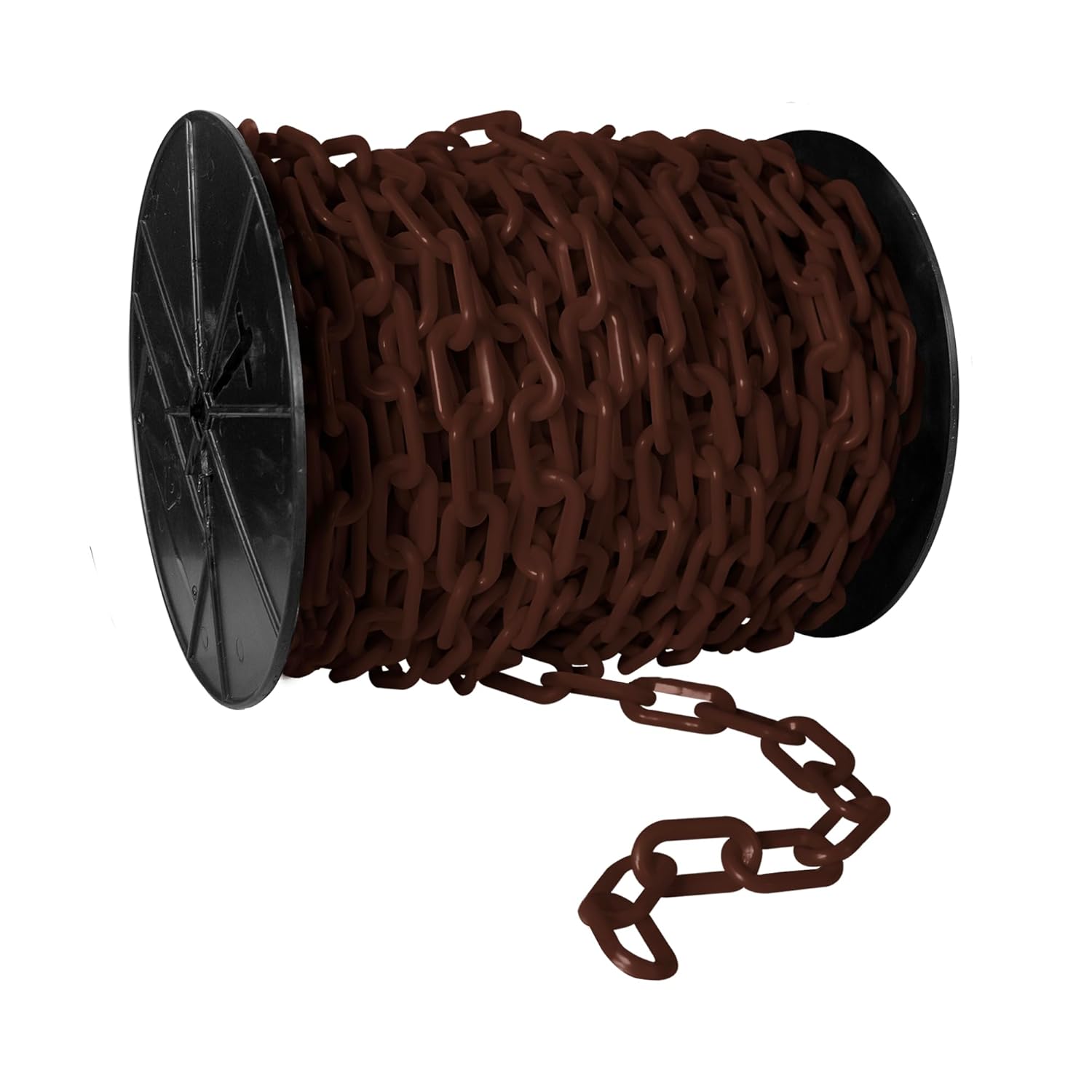 Mr. Chain Heavy-Duty Plastic Barrier Chain Reel, Brown, 2-Inch Link Diameter, 100-Foot Length (51110)
