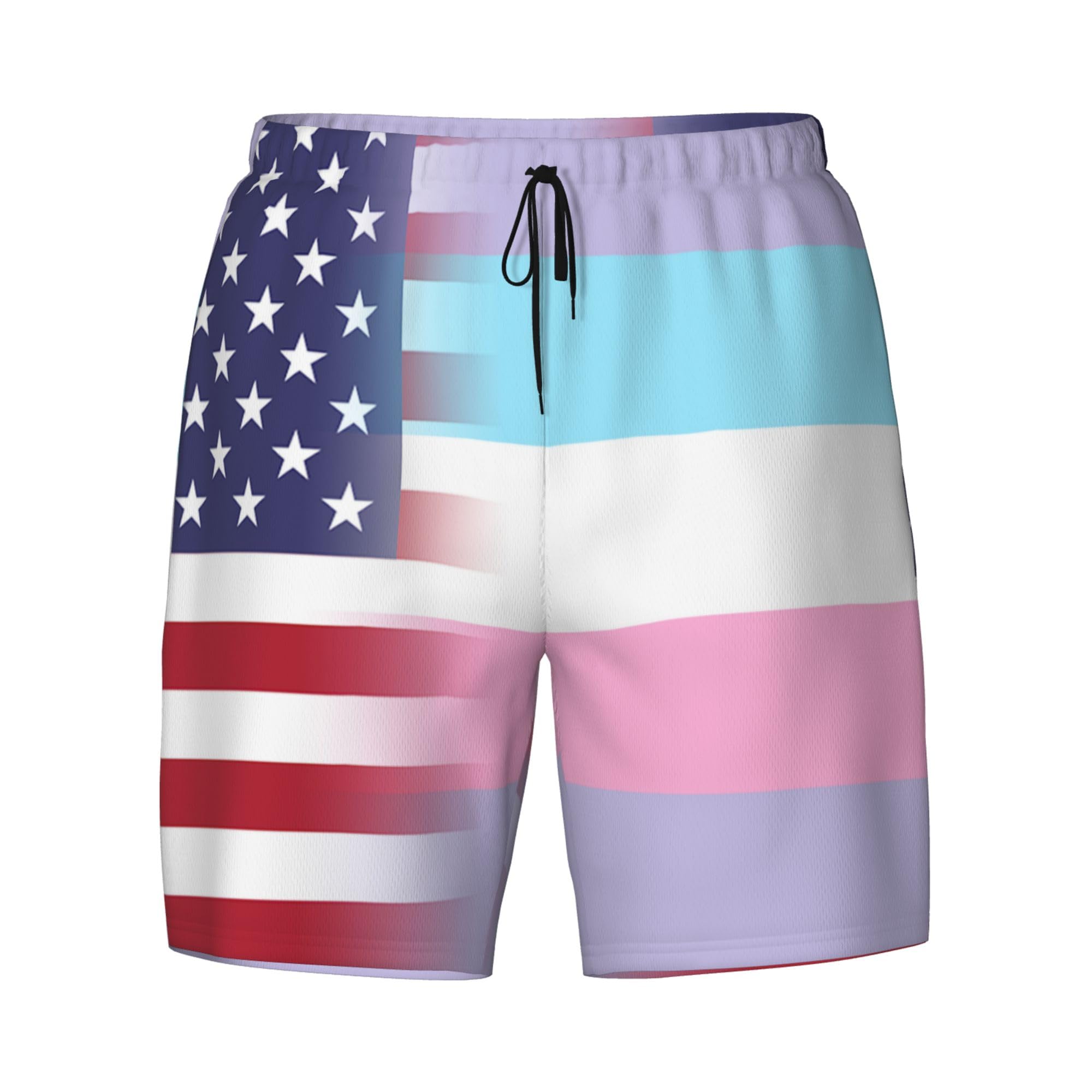 Short de plage double couche avec imprimé drapeau américain de la fierté - 8