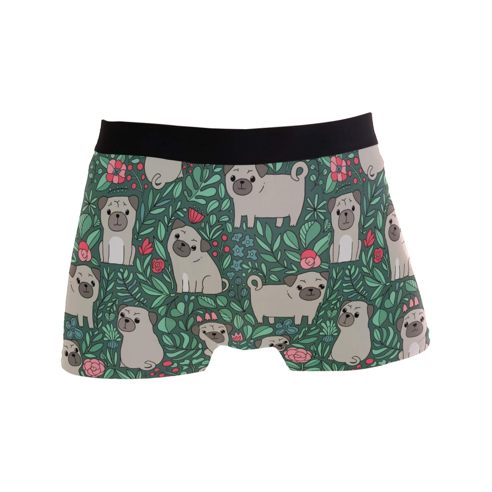 Linomo Men's Multicoloured Boxer Briefs Lovely Pug Dog Pattern Boxers Shorts Underwear Underpants