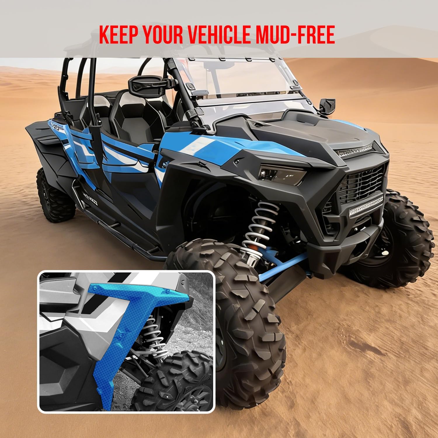 Front Fender Flares Mud Flaps Mud Guards Compatible with Polaris RZR XP 1000 / Turbo/S 1000/900 / 900S 2014-2023, Replace 5439761-070, 5439760-070