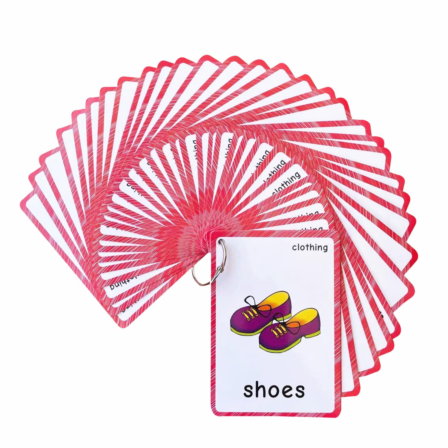 36 Pcs Clothes Flash Cards, Learning First English Word Cards for Teacher/Autism Therapists Home school ESL Teaching Aid Materials, Tools