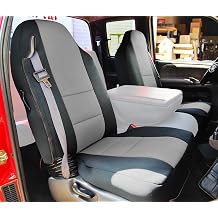 Iggee 1998-2002 Dodge RAM 1500 2500 3500 Artificial Leather Custom Made Exact Fit 2 Front Seat Covers Black/Grey