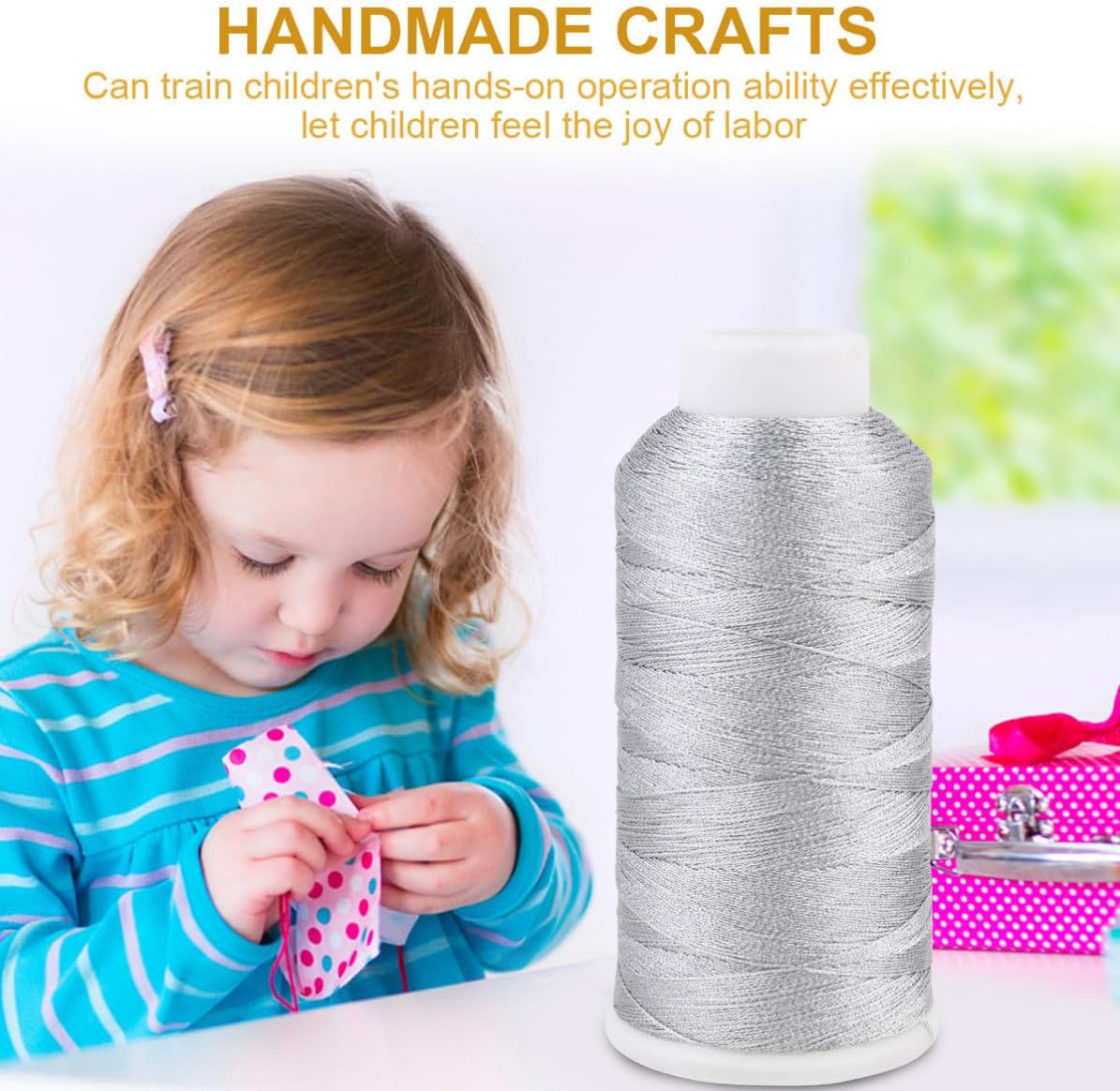 6 Strands Quilting Thread Nylon Sewing Thread with High Tensile Strength and Consistent Sewability for Dress Making and Carpet Use, Silver Single Spools