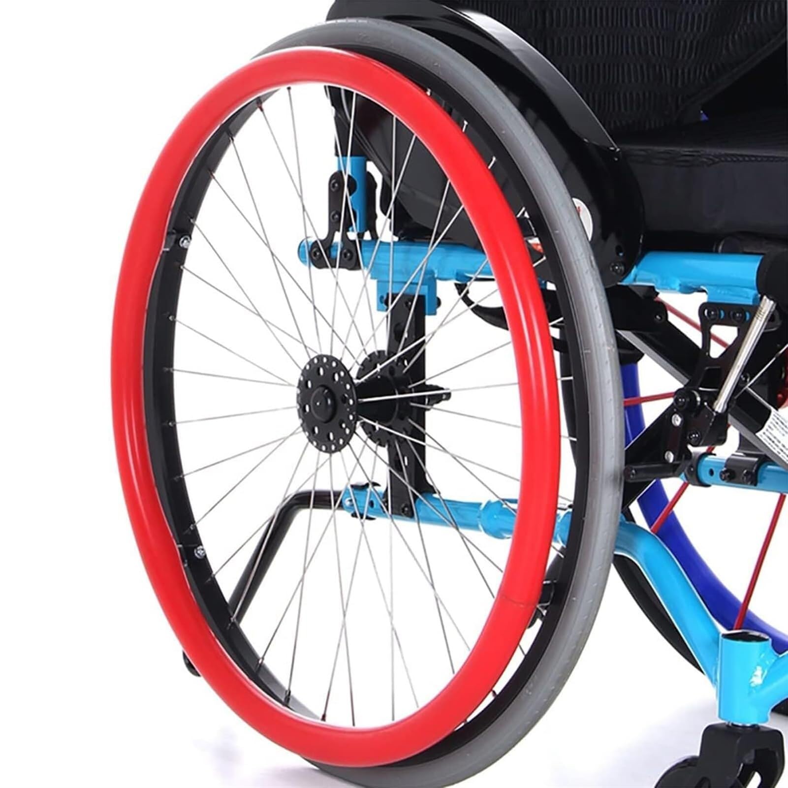 Rollstuhl-Greifreifenabdeckungen, 24-Zoll-Silikon-rutschfest-Rollstuhl-Greifreifenabdeckungen, Schutzhülle, Rollstuhlzubehör (Color : Red, Size : 24in)