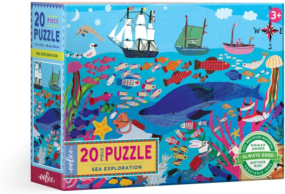 20 Piece Jigsaw Puzzle - Sea Exploration Children's Puzzle Ocean Themed, Large Pieces for Small Hands to Develop Motor Skills