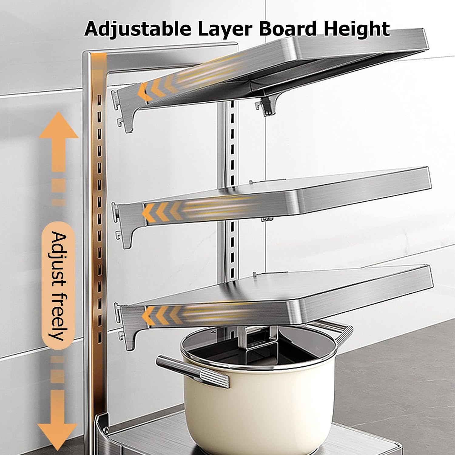 Heavy Duty Pots and Pans Organizer,Adjustable Pan Organizer Rack for Kitchen Home(9.45 * 10.43 * 16.14in, A)