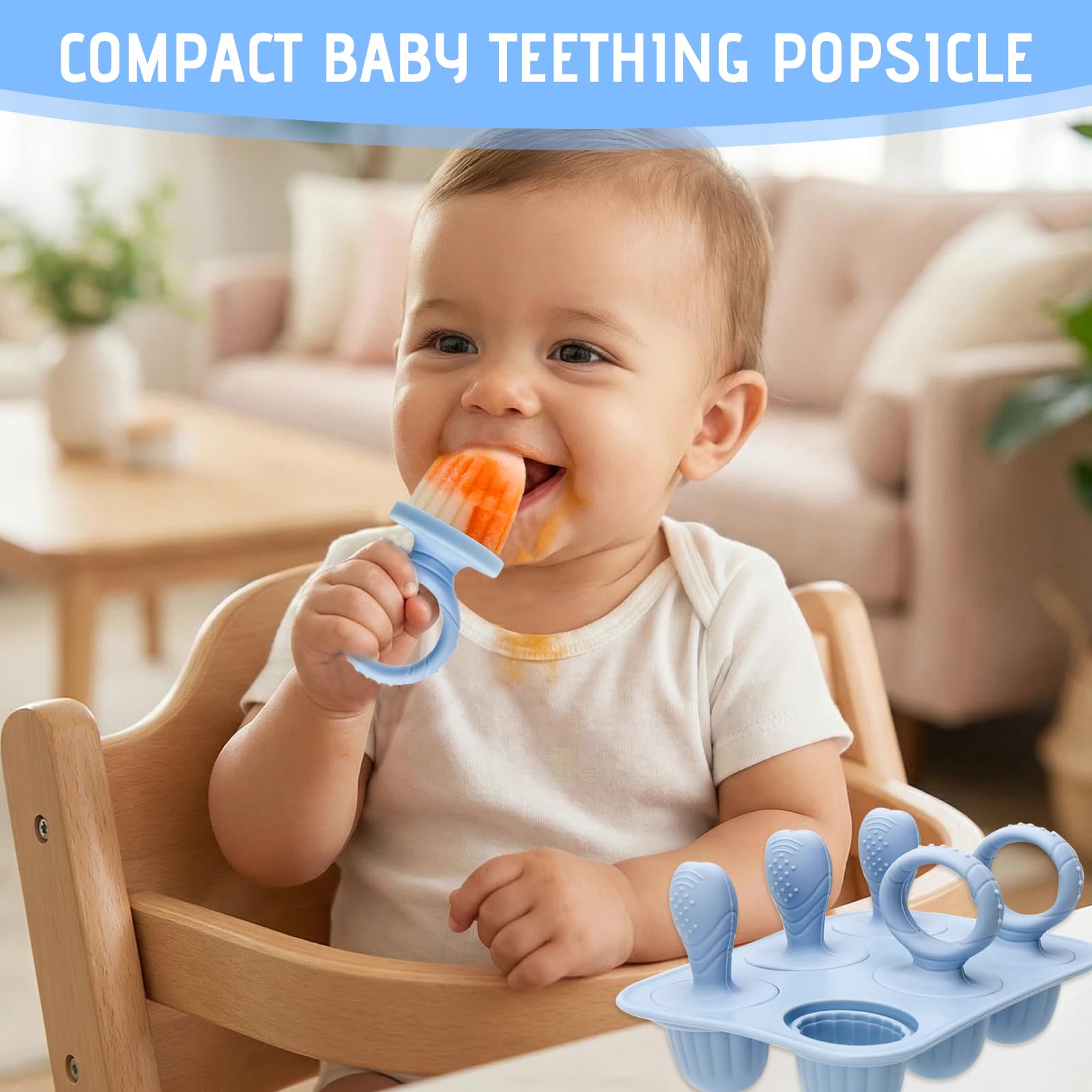 Molde Helado para Bebé, 6X 17ml Mini Moldes Helados Niños Moldes Pequeño Helados y Polos de Silicona Libre de BPA, Fáciles de Limpiar, Ideales para Puré de Frutas y Leche Materna