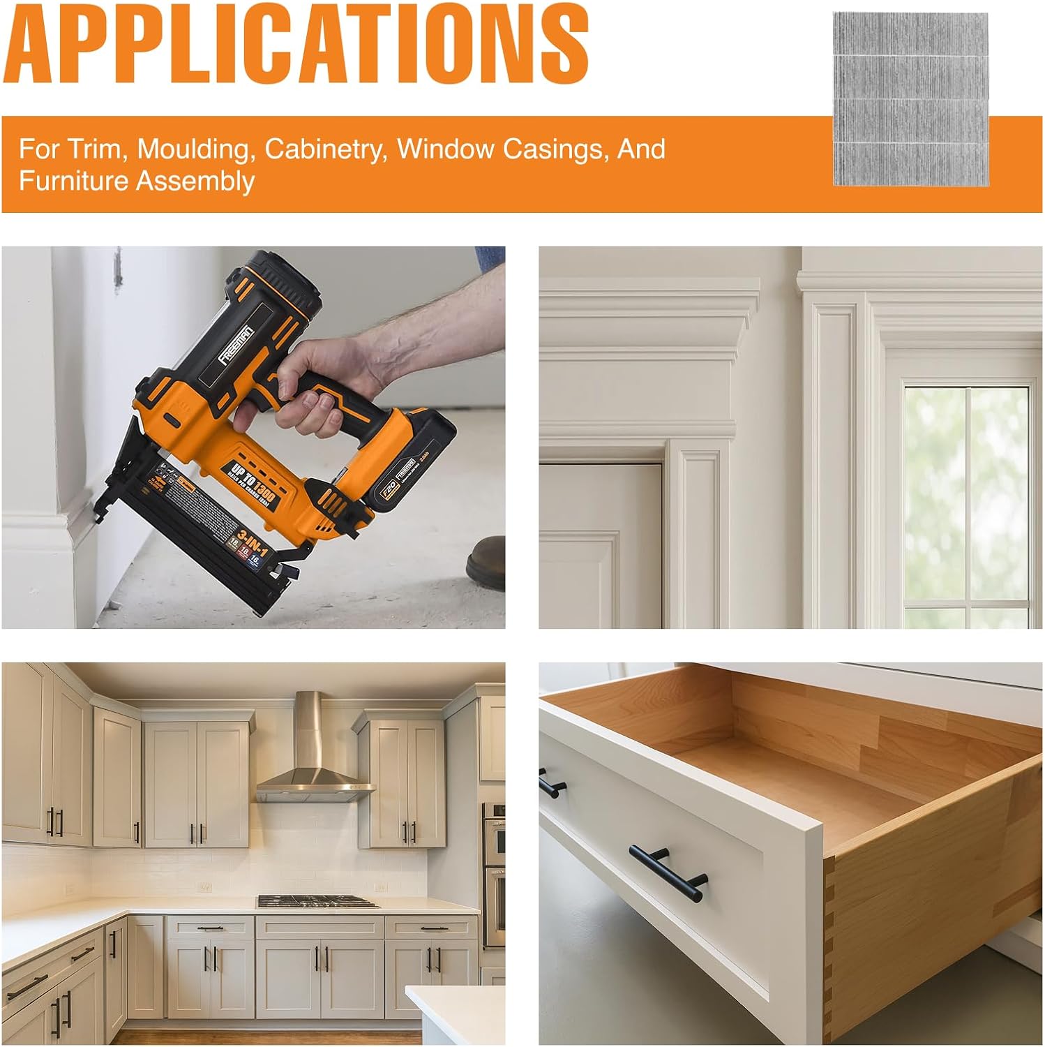 Freeman 18-Gauge Brad Nails, 2 Inch, Glue Collated Galvanized, 1000 Count, For Trim, Molding and Baseboards, Fits Most 18-Gauge Pneumatic, Electric Brad Nailers – BN18-2