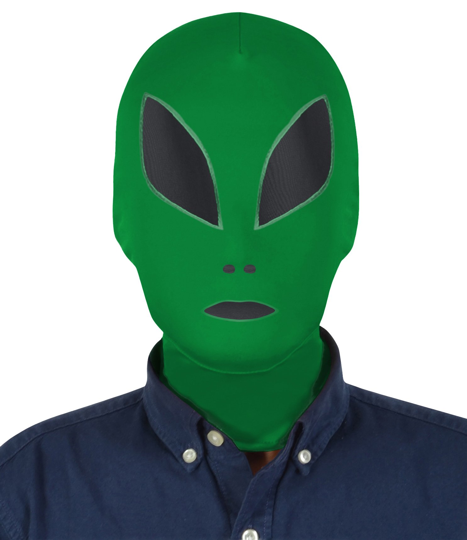 Aniler Unisex Full Cover Spandex Mask Halloween Full Face Mask Costume Cosplay Hood Mask, Green Alien Face, One size — image 1