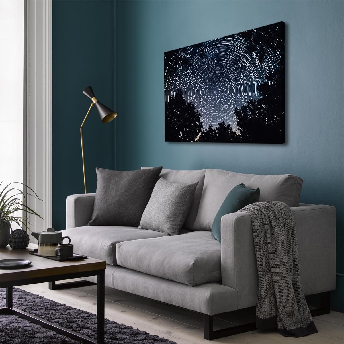 Via Vela Toile de nuit étoilée Art mural Galaxie Forêt Estampes Affiches du ciel nocturne Fresque Vue moderne pour la décoration de la chambre et du salon 80x100cm