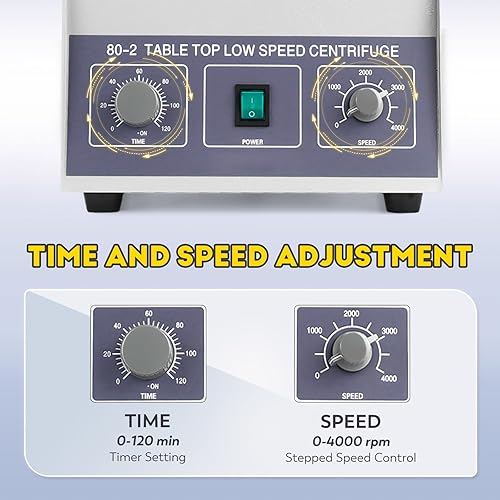 Miniatura 3 de CGOLDENWALL 80-2 Centrífuga eléctrica de laboratorio 4000RPM 12x20mL/15mL/10mL/7mL Temporizador de máquina de centrífuga de escritorio 0-120min