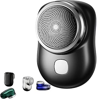 New Peachloft Mini Shaver, Portable Pocket Size Electric Shave, Electroplating Honeycomb USB Rechargeable Travel Razors, Shavers Men Easy Portable Use Razor (Black)