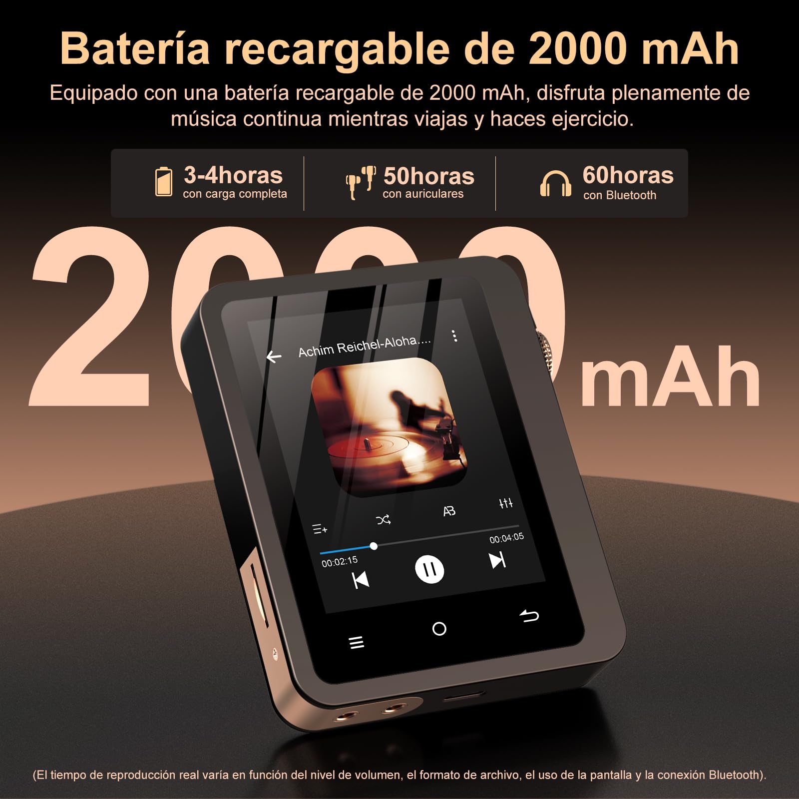 Reproductor MP3 Hi-Fi con compatibilidad con Bluetooth 5.3, reproducción de Audio de Alta resolución DSD sin pérdidas, Capacidad de 64 GB y Pantalla táctil de 2,8 Pulgadas