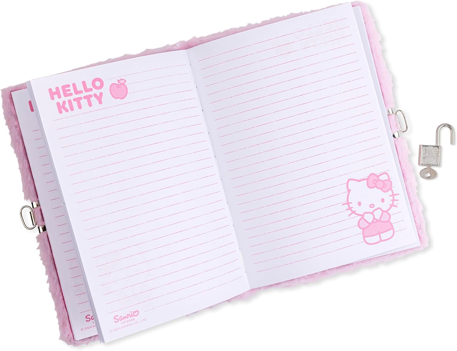 Kids Licensing Hello Kitty Girls 3-D Secret Diary with Lock A5 Lined Plush Notebook for School