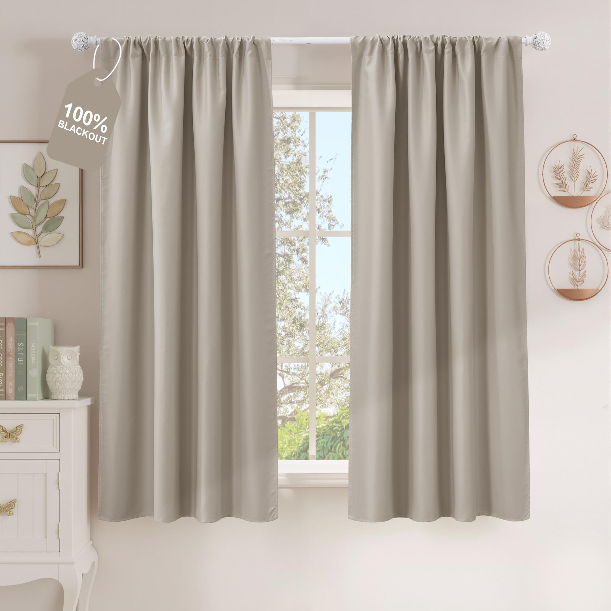 NICETOWN Natural Curtains 45 inches Long