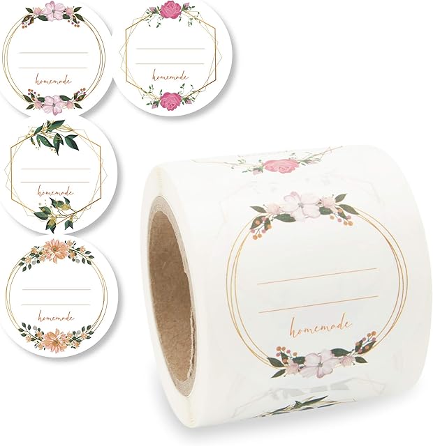 200 Self-Adhesive Plastic Labels (Ø 5cm) Easy to Remove Stickers for Jam Jars, Freezer, Food Containers - Waterproof Stickers Leaves No Residue