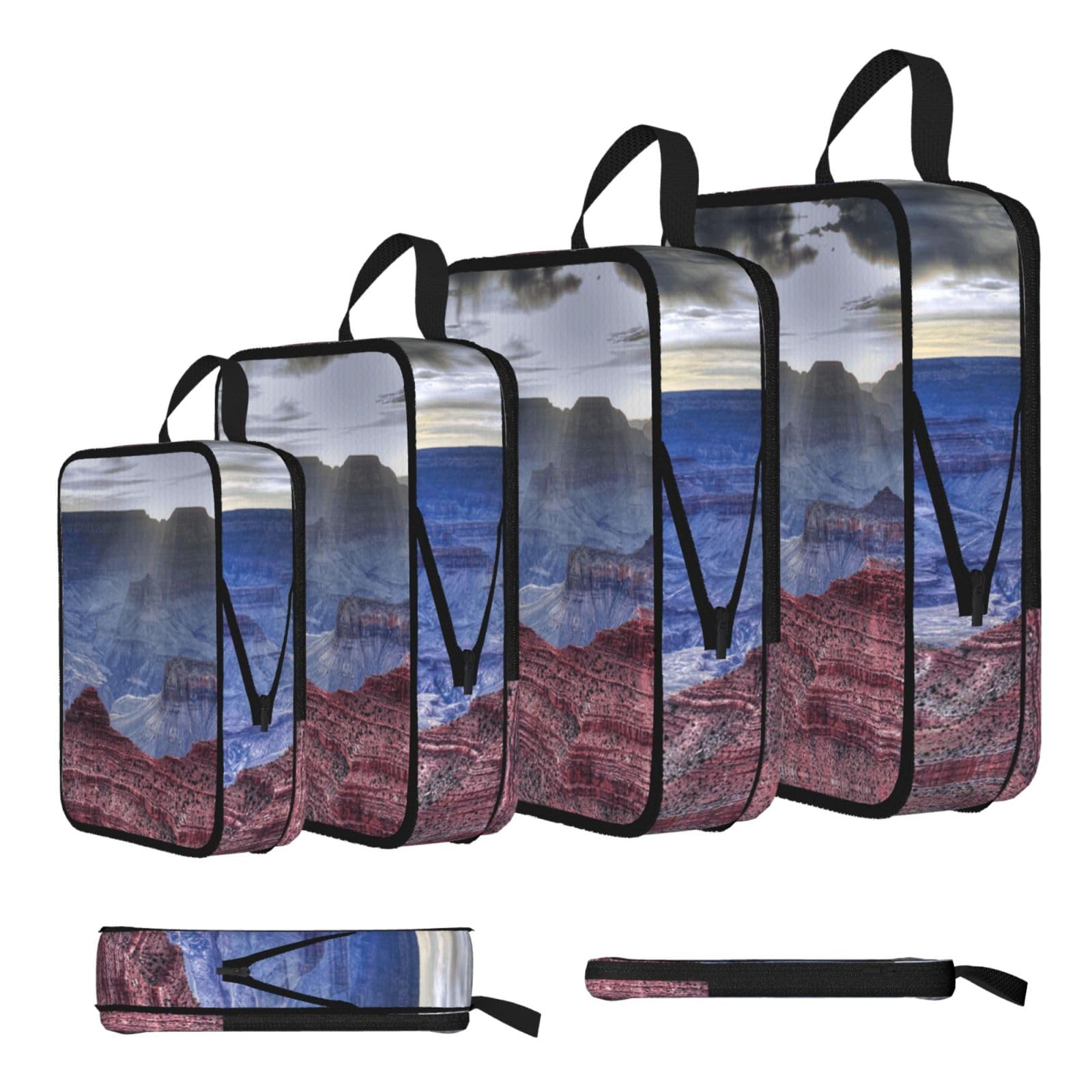 Grand Canyon Print Compression Packing Cubes 4-Piece Set With Multi- Compartment Travel Bag, Waterproof Suitcase Organiser Bags