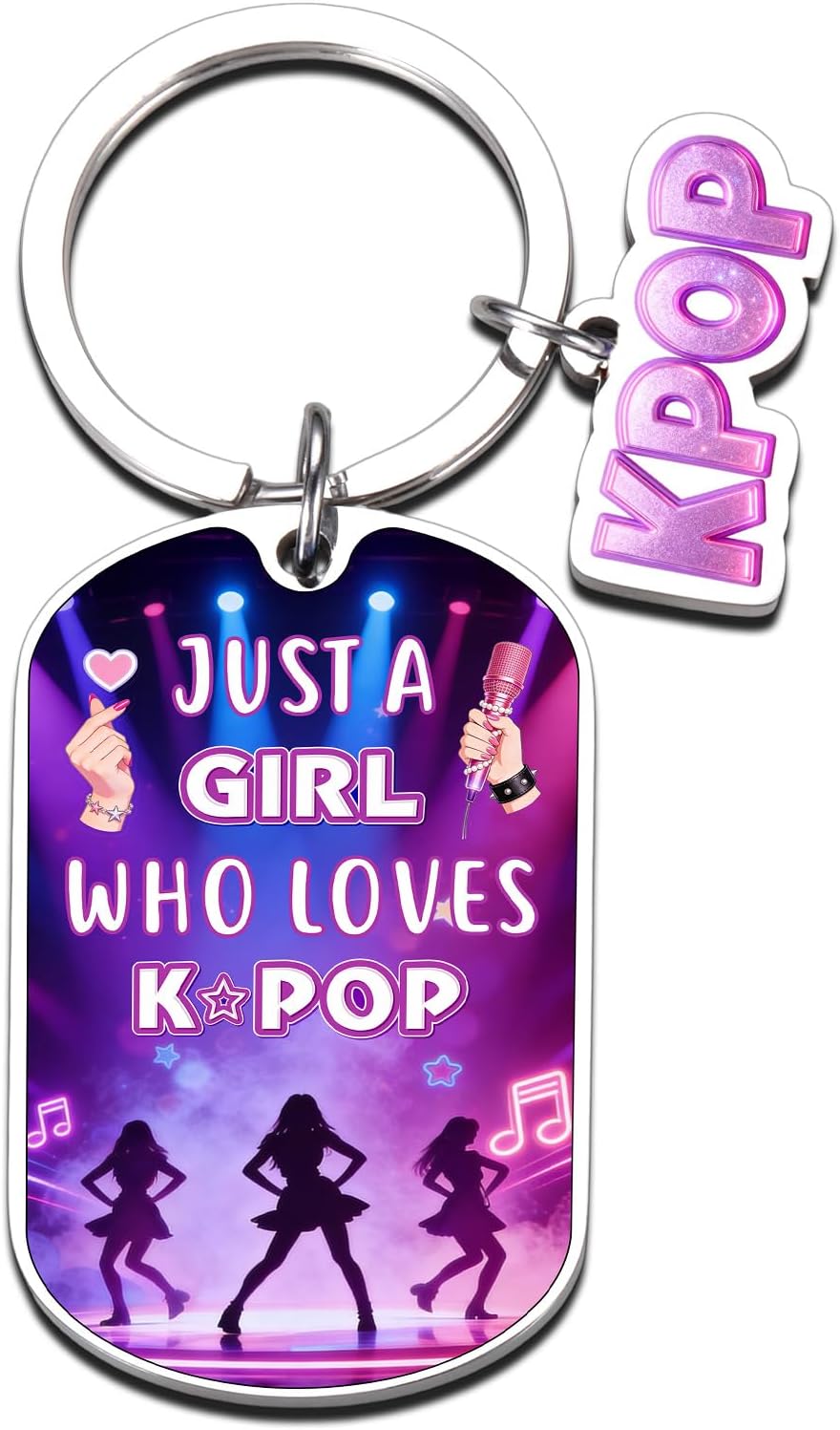 K-Pop Keychain Merch, K-Pop Gifts for Teen Girls, Kpop Valentines Day Gifts, Purple Gifts for K Pop Lover, Music Keychain for Music Lovers, Birthday Valentines Basket Stuffers Present for Korea Fans