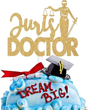 Juris Doctor Cake Topper, Future Lawyer Cake Decor, Its the JD for Me, Gold Glitter Class of 2026 Law School Grad Party Decorations Supplies
