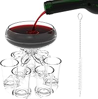 Vista 5 de ALEVMOOM Dispensador de 6 chupitos y soporte para llenar líquidos, múltiples barras de 6 chupitos, dispensador de bebidas con cepillo