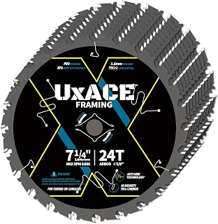 7-1/4-Inch 24-Tooth Circular Saw Blade with 5/8-Inch Arbor, Framing Wood Cutting, Carbide Tip, Thin Kerf, for Plywood, MDF, OSB, Laminated, 10 Pack