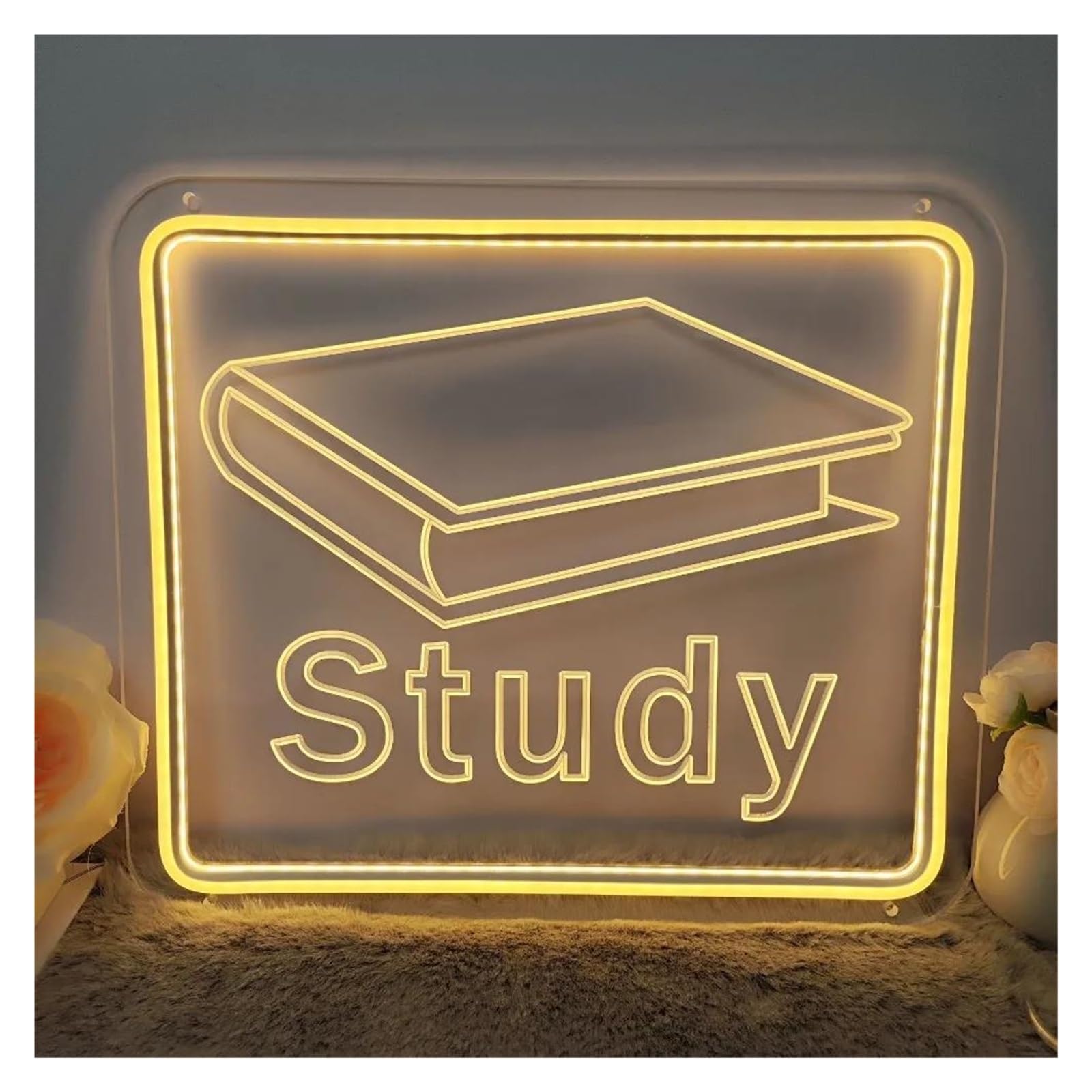 LEMST Signs Lamp 3D Carve Letter Study Neon Signs USB Powered Adjustable Brightness Neon Lights Suitable for Home Room Decor 30cmx35cm