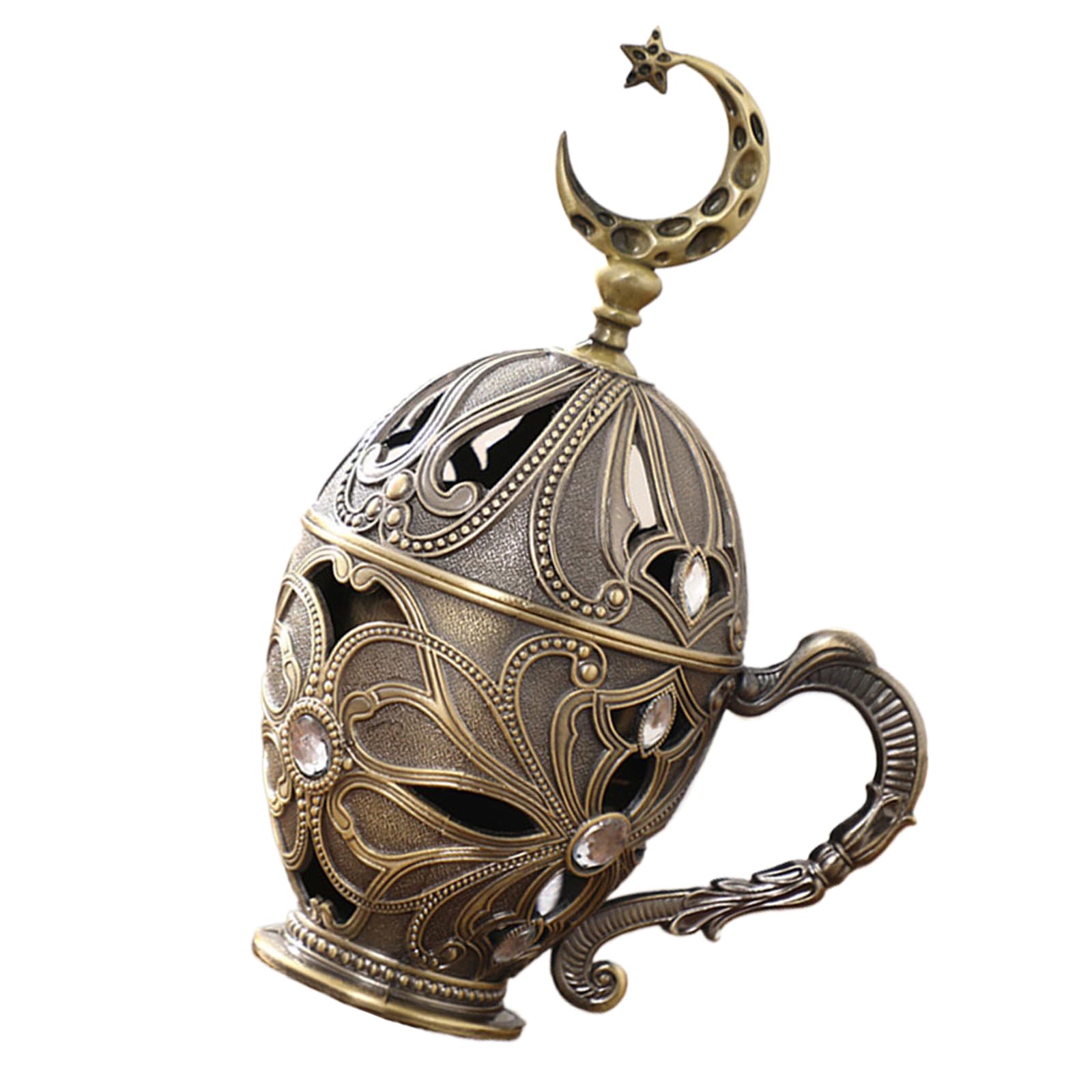 HZBB Moons Star Aromatherapies Diffuser with Handle Metal Frankincense Resin Incenses Burners for Islamics Festival Decoration Moons Star Censers