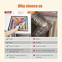 Vista 5 de NAIMOER 2Pack Diamond Painting Frames, Frames for 35x35cm Diamond Painting Canvas, Magnetic Diamond Art Frame Self-Adhesive, Frames with Hooks for