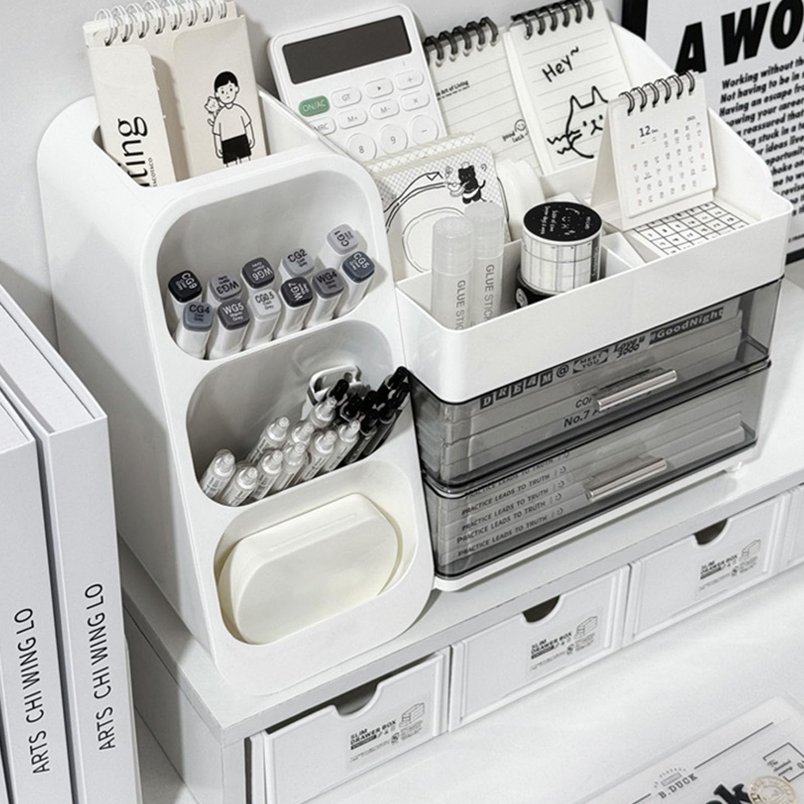 Scatola portaoggetti per Trucco in plastica Elegante capacità Organizzatore per cassetti da Tavolo a 3 Strati per Cosmetici Forniture per Ufficio Organizzatore per Trucchi