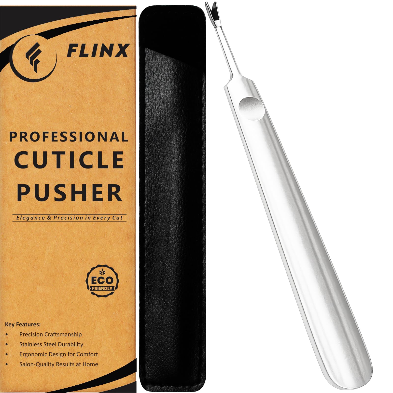 FLINX Nail Cuticle Remover Tool with Pouch Cuticle Fork Trimmer for Manicure Pedicure Cuticle Fork for Nails Cuticle
