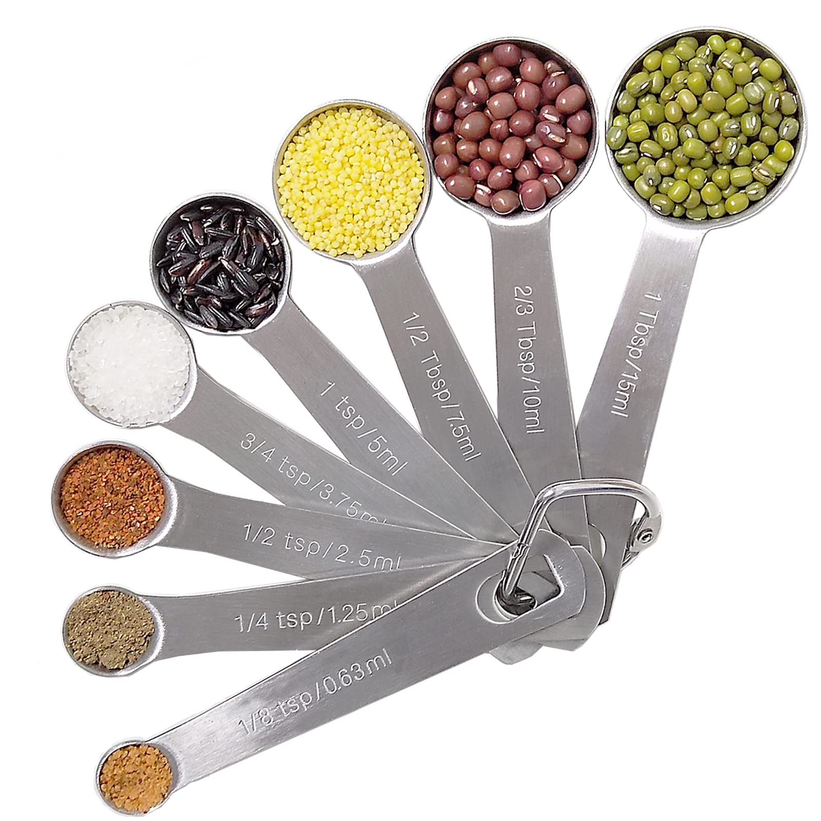 Measuring Spoons Sets Tablespoon Measuring Spoon Metal Scoop Stainless Steel Teaspoons Set of 8, Engraved Scale Spoon for Liquid & Dry Ingredients, Kitchen Utensils for Baking Fit in Spice Jars