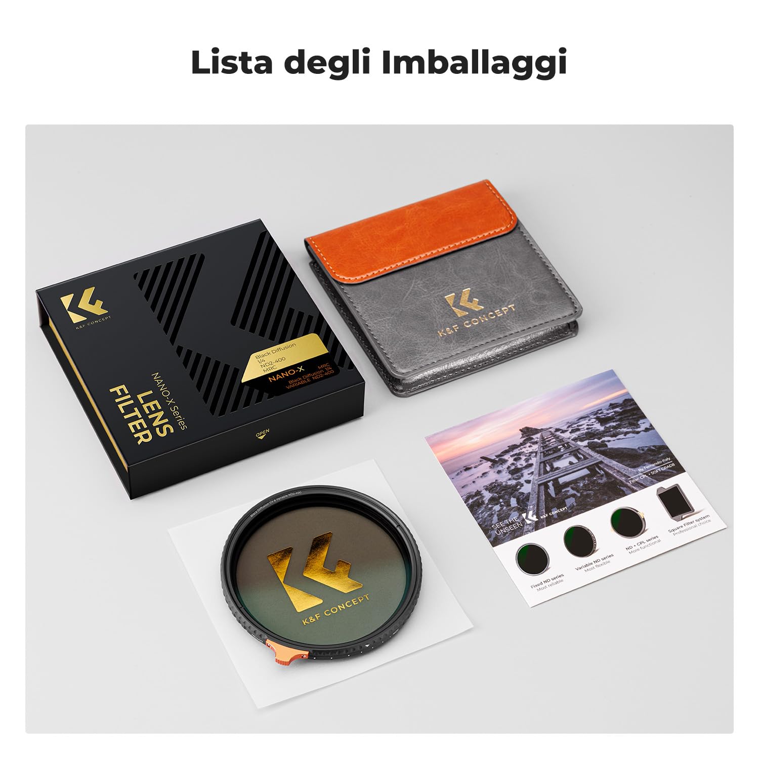 K&F CONCEPT Nano-Xcel 2 In 1 Filtro ND2-400 Variabile & Black-Mist 1/4, 58mm Black Diffusion 1/4 & ND2-400 Filtro con Rivestimento Nano a 28 Strati