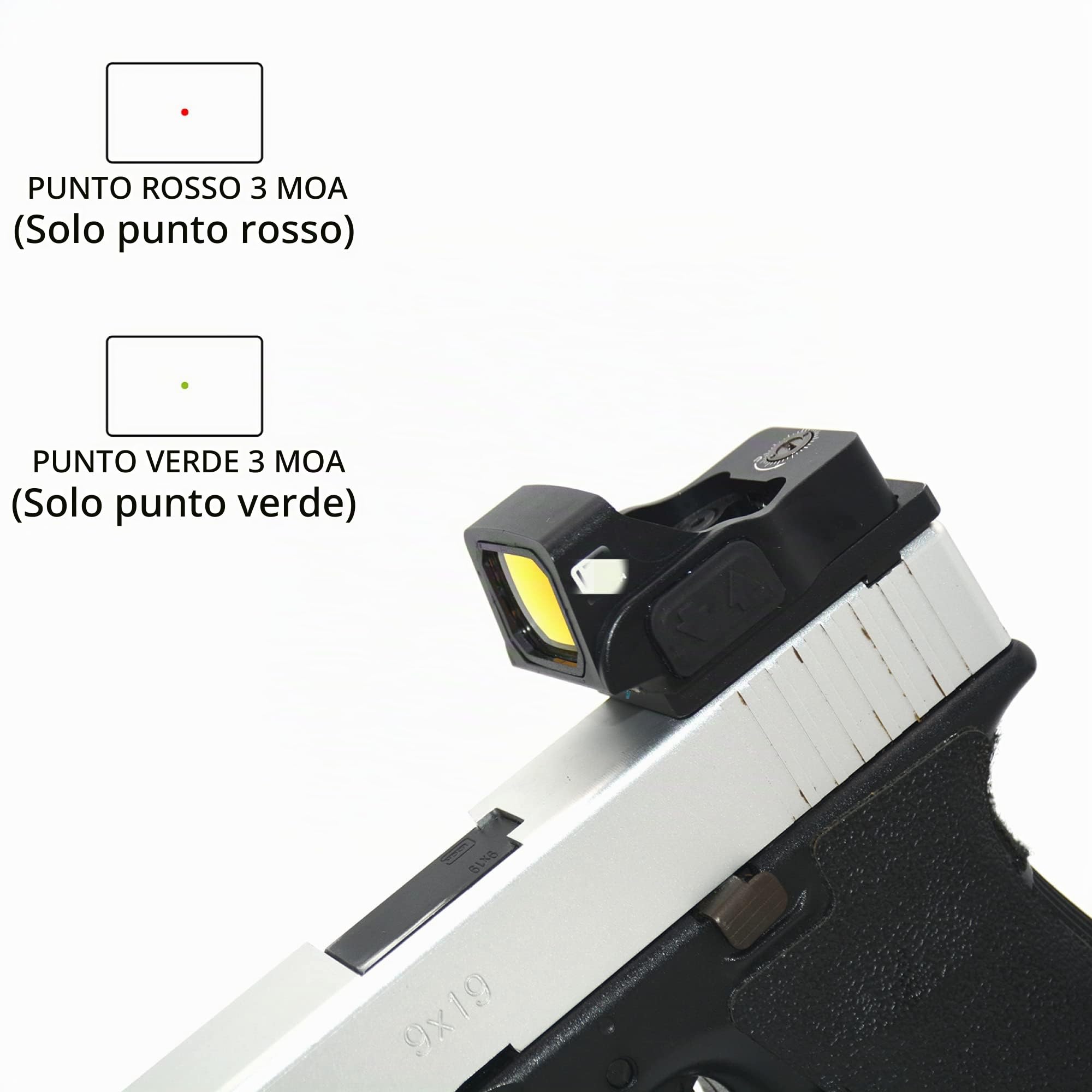 Mini Reflex Tattica Leggera Red DOT, mirino olografico da Caccia Pistola Softair con Attacco G Universale