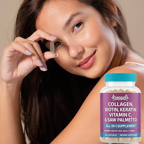 Miniatura 7 de Droppels Cápsulas de colágeno Colágeno avanzado + biotina + queratina + vitamina C Apoyo para el cabello, la piel, las uñas y las articulaciones