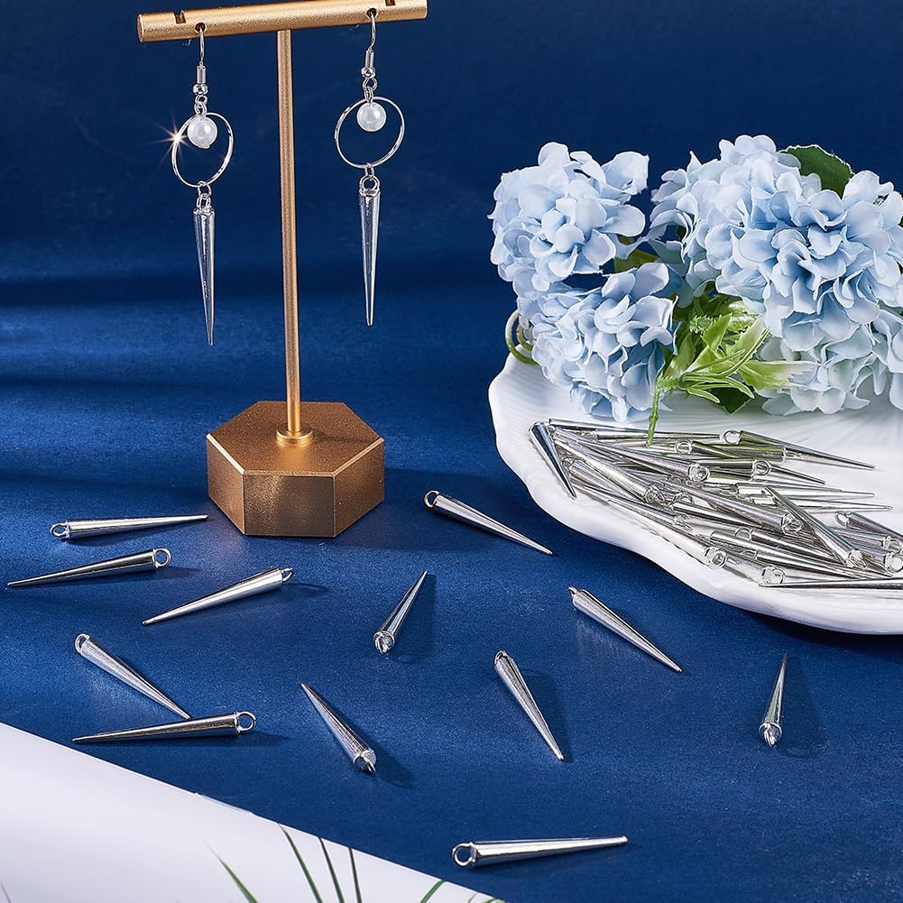 SUNNYCLUE 1 Box 50Pcs Spike Charms Beads Cone Charms 35mm Large Antique Silver Gothic Long Spikes Cones Tibetan Vintage Circular Goth Charm Bulk for Jewelry Making Charms Women DIY Necklaces Bracelets - Image 4