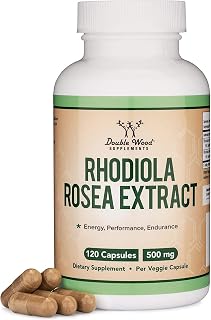 Rhodiola Rosea Supplement 500mg, 120 Vegan Capsules (Third Party Test, Gluten Free, 3% Salidrosides, 1% Rosavins Extract) for Performance, Calming, Motivation by Double Wood - Amazon product rated Grade A