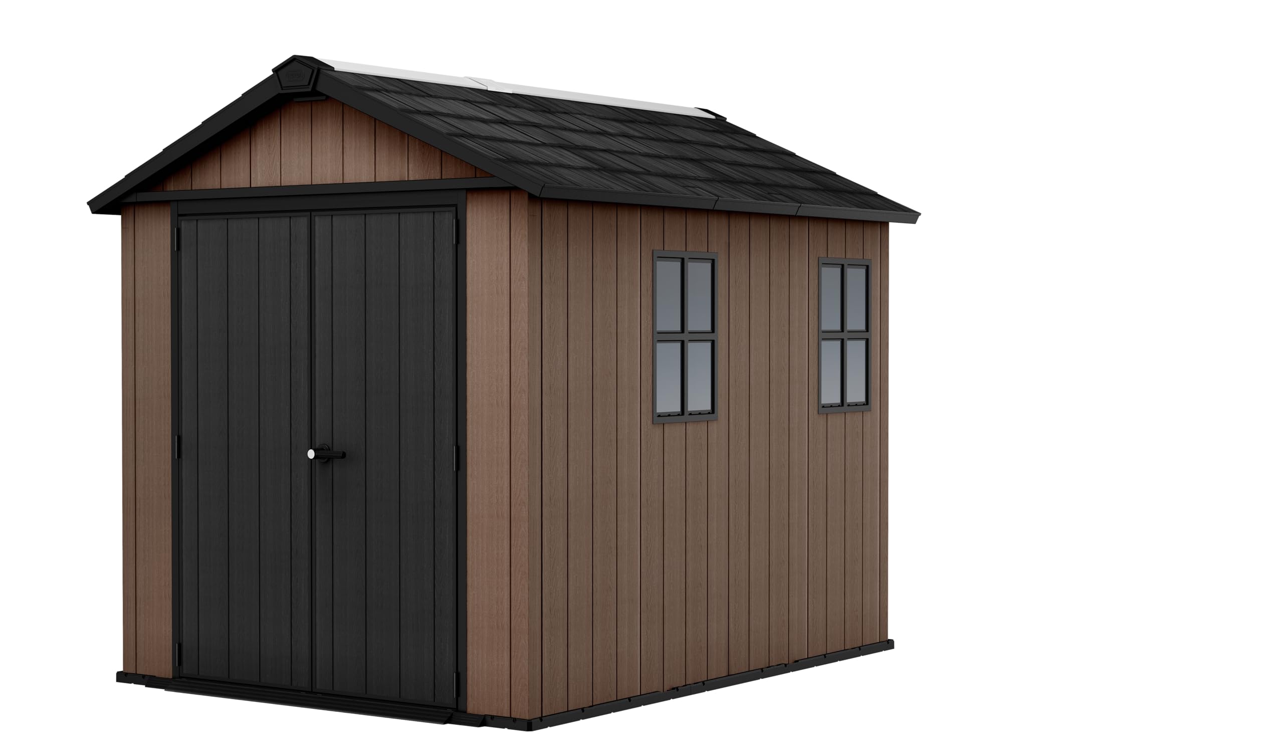 Keter Casetta da Giardino Newton 759/975, Effetto Legno Naturale, Porte e Finestre Orientabili, Marrone, 5,2 m², 230x287x246H cm