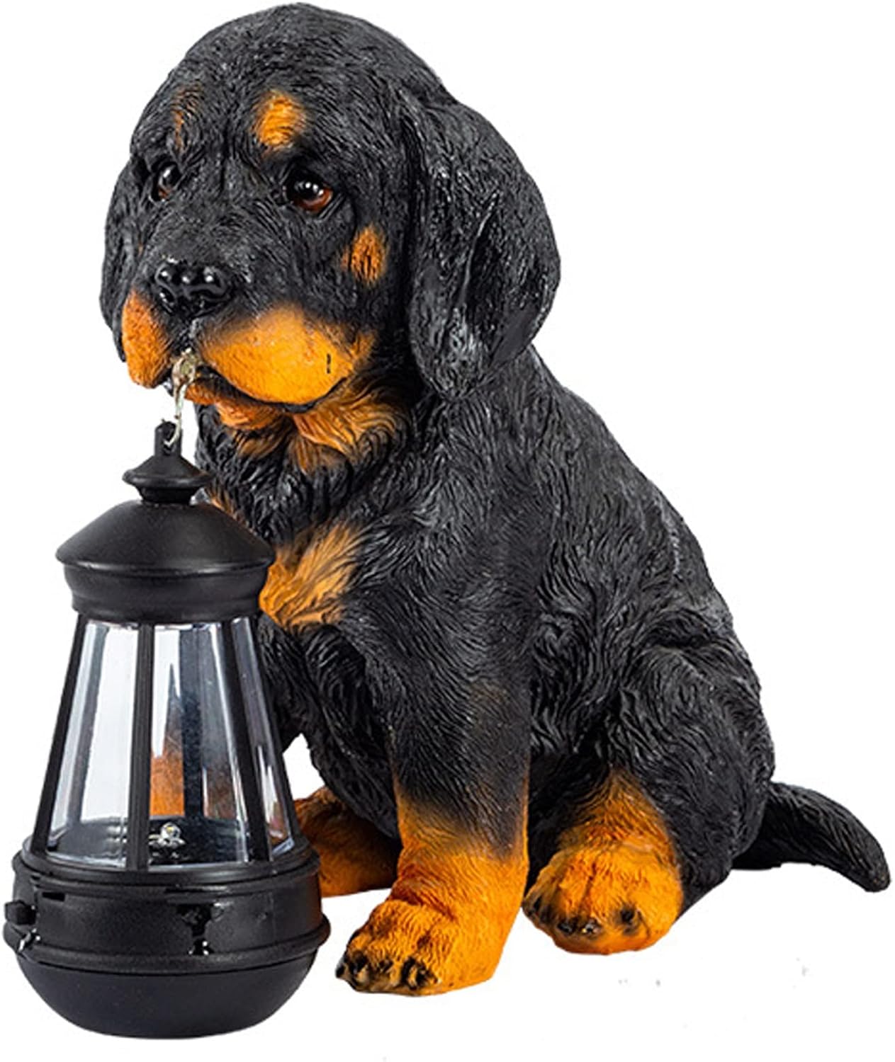 Garden Dog Statues Outdoor Decor - Solar Powered Garden Lantern - Resin Dog Animal Sculpture with LED Light for Patio, Lawn, Yard Art Decoration, Housewarming Garden Gift