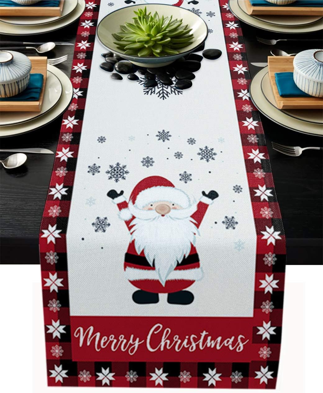 Libaoge Christmas Gnome Table Runner Burlap Coffee Table
