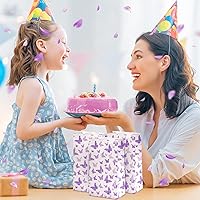 Vista 6 de Spakon 24 bolsas de regalo de mariposa moradas a granel para primavera y verano, bolsas de regalo de mariposa degradadas pequeñas para fiestas