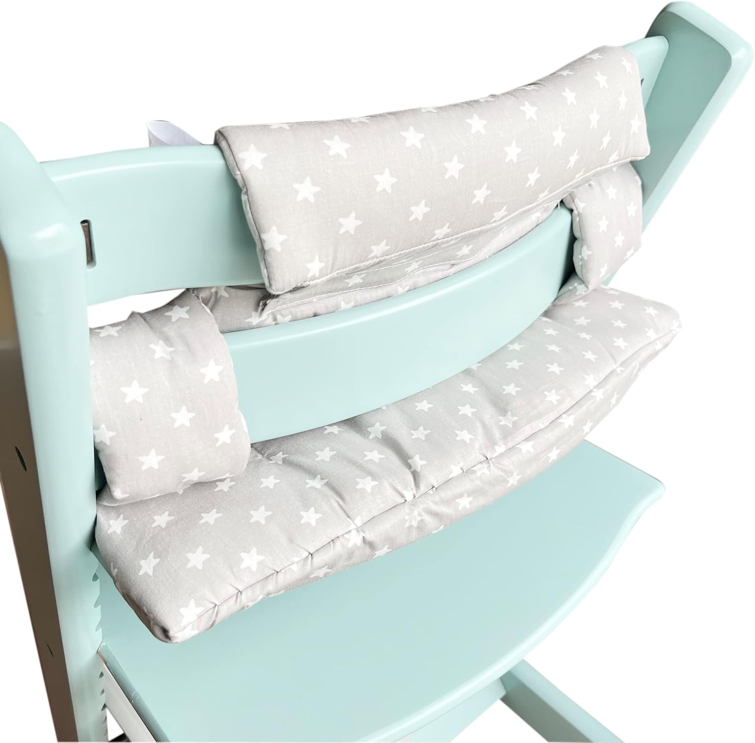 ZARPMA Highchair Cushion Compatible with Stokke Tripp Trapp Chiar High Chair Insert Cotton Fabric Cover Filled with Cotton Padding (Grey Stars)