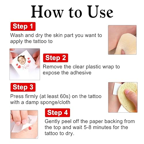 Miniatura 3 de Tatuajes personalizados temporales personalizados temporales con nombre, logotipo, foto facial para adultos, boda, cumpleaños, San Valentín,