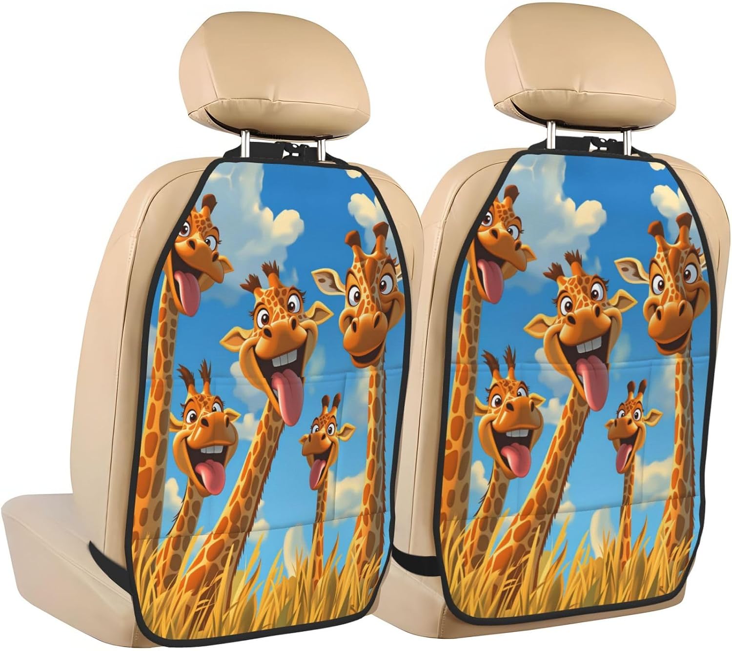Funny Giraffe 2 Pcs Car Seat Back Kick Mats