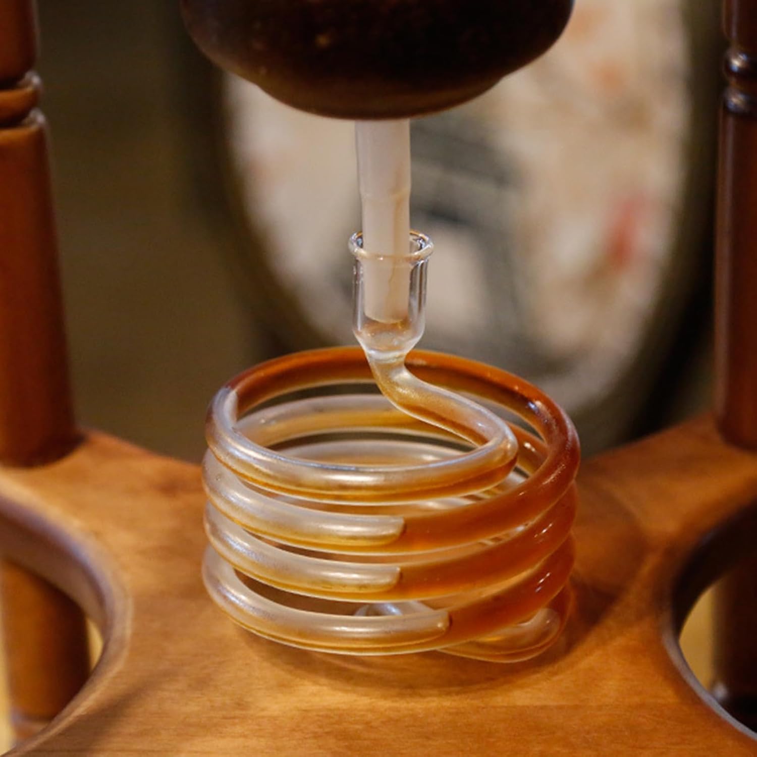 Cold Brew Coffee Tower, Ice Coffee Machine With Slow Drip Technology, 3000ml Large Capacity Glass Pot, Brown Wood Straight Frame, for Bars, Clubs, Parties