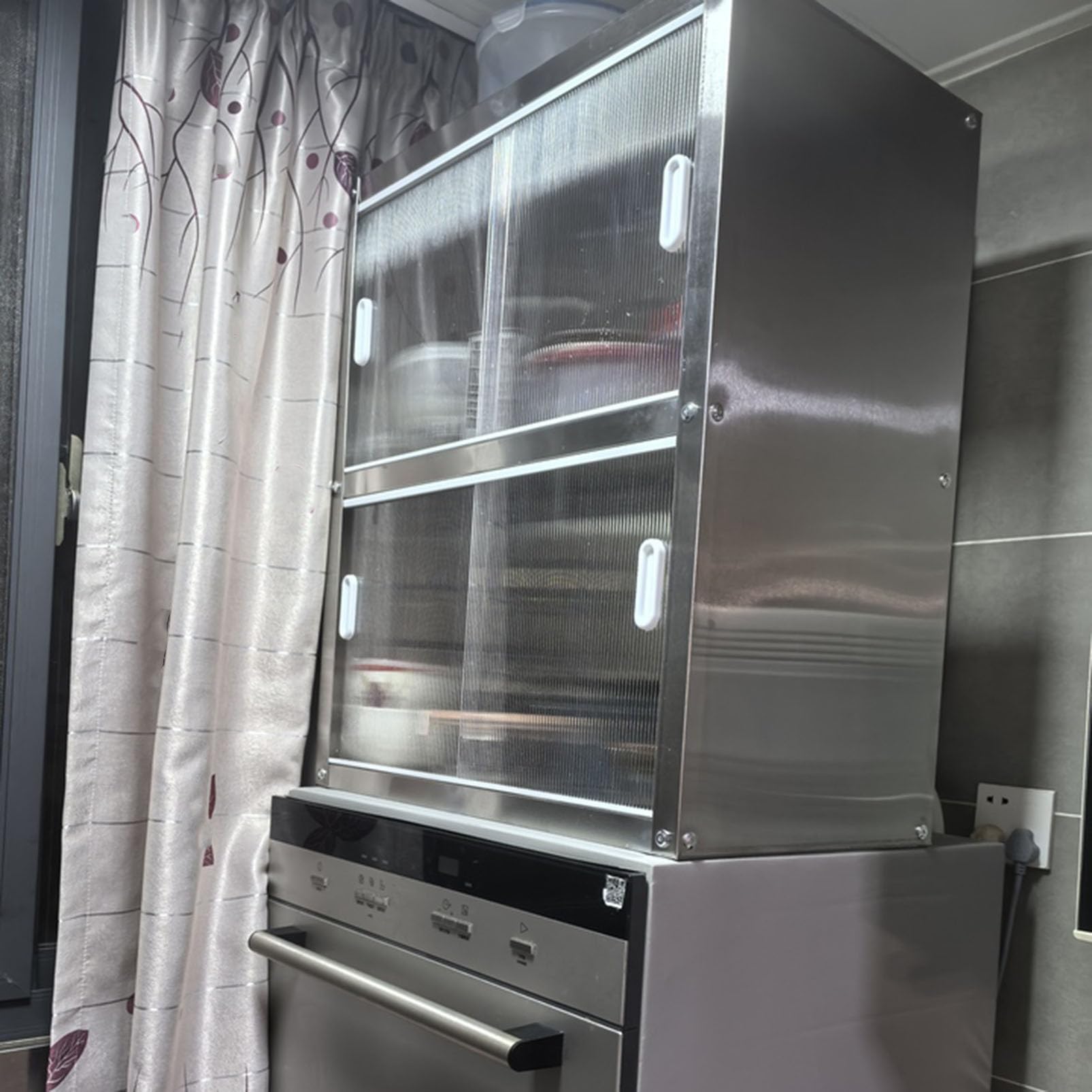 Armoire de Rangement Murale, Organisateur d'épices de Garde-Manger de Cuisine en Acier Inoxydable avec Portes, Armoire à Pharmacie de Salle de Bain
