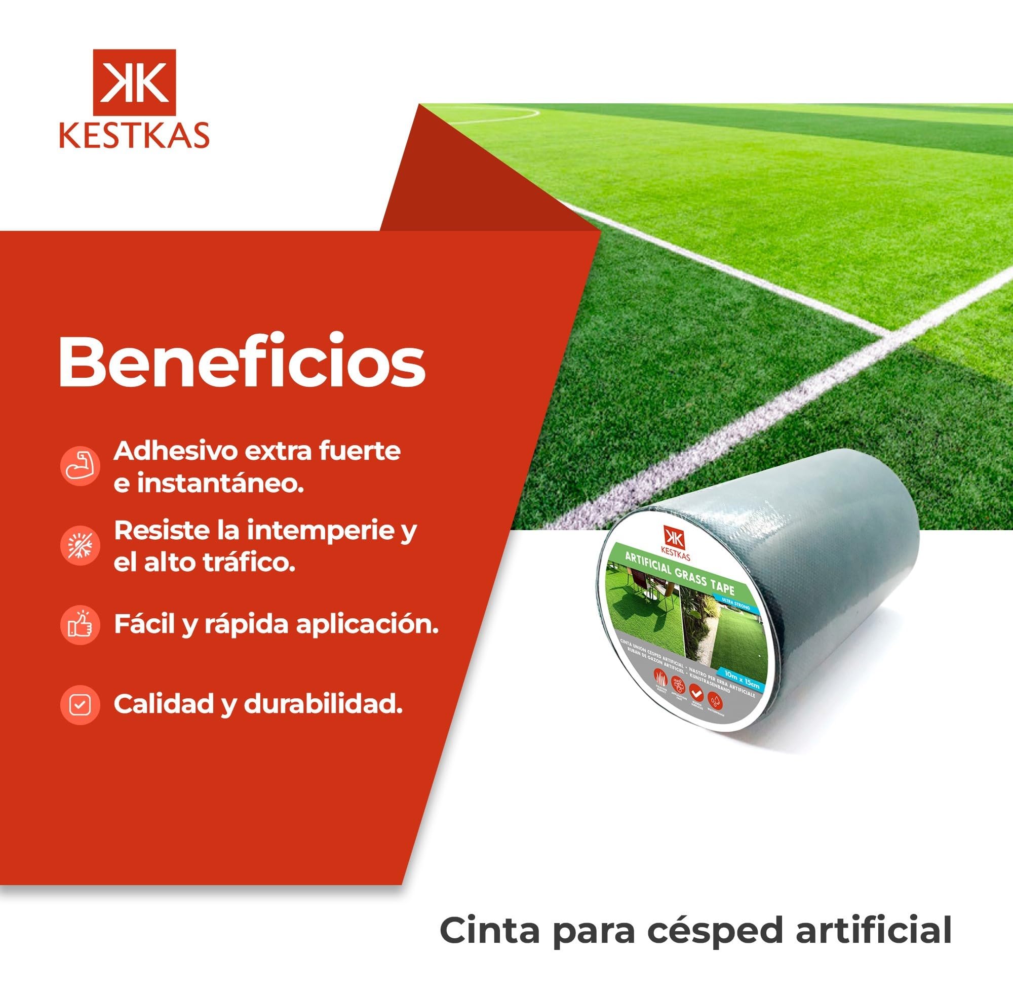 Cinta Unión Césped Artificial 15cm x 10m | Cinta Adhesiva Césped Artificial para Jardín exterior | Unión de Alfombras, Moquetas | Fácil de usar con linea divisoria