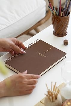 Matt Notebook 2026-2027 A5 Keten Akademik Ajanda Spiralli 15x21 cm - 17 Aylık Kahverengi